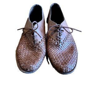 Will Leather Good's Shoes Ludlow Oxford Dress Brown Basket Weave‎ Laces Sz 9 D